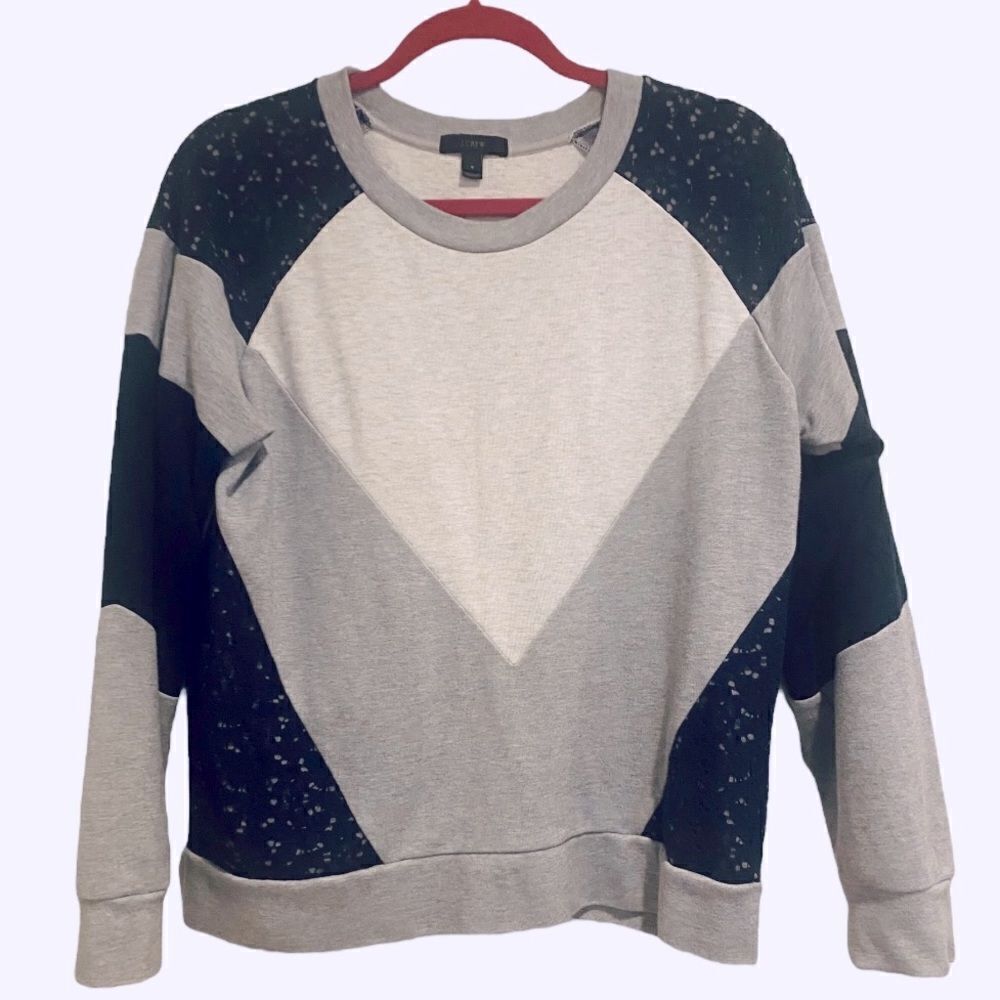 J. CREW Crew Neck Sweatshirt with Lace Detail